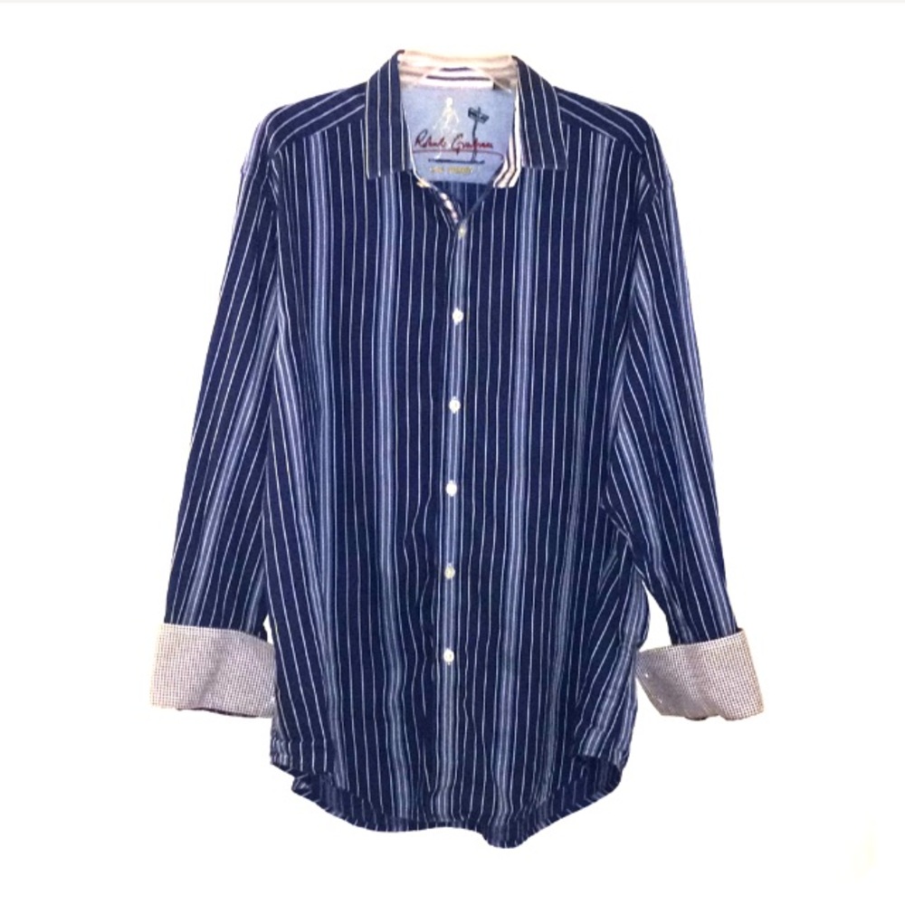 Robert Graham blue and white striped LS shirt